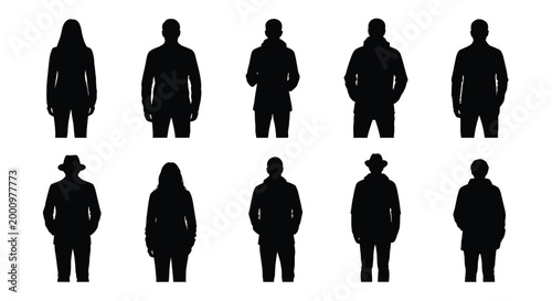 people silhouettes standing in various outfits high quality