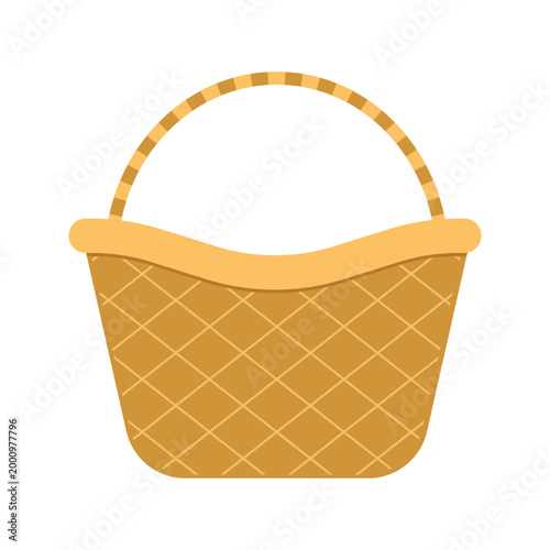 Collection of Colorful Wicker and Woven Picnic Baskets with Handles on White Background