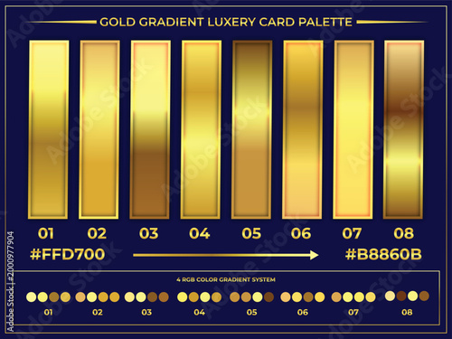 Gold Gradient Card Palette Luxury Metallic Panel Style Vector