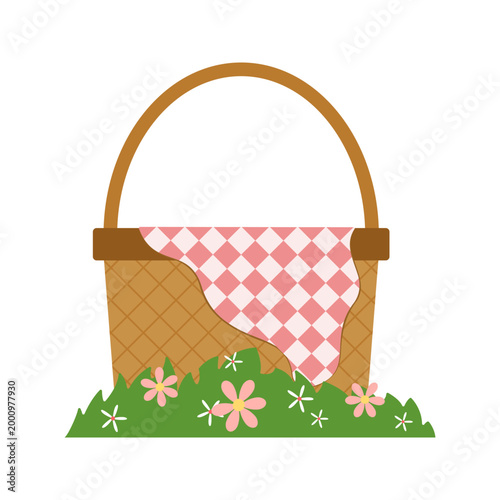 Collection of Colorful Wicker and Woven Picnic Baskets with Handles on White Background