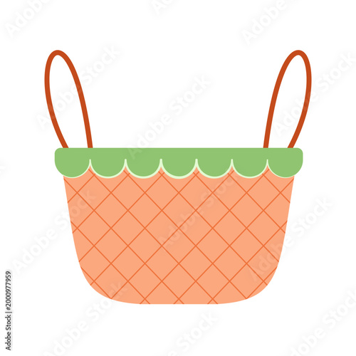 Collection of Colorful Wicker and Woven Picnic Baskets with Handles on White Background