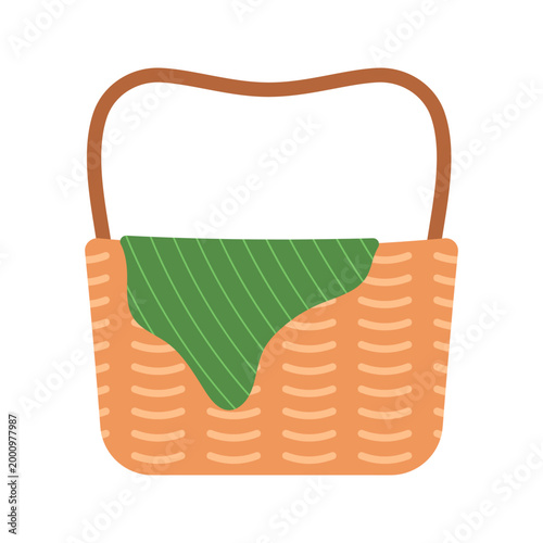 Collection of Colorful Wicker and Woven Picnic Baskets with Handles on White Background