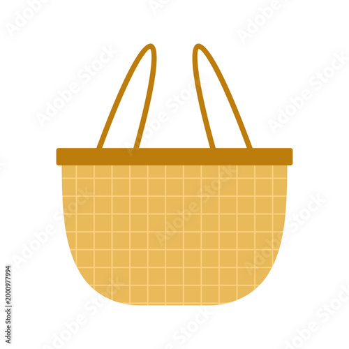 Collection of Colorful Wicker and Woven Picnic Baskets with Handles on White Background
