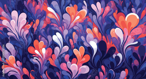 Vibrant abstract floral pattern a colorful and dynamic botanical illustration