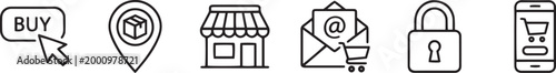 E commerce and online security icons a collection of digital business elements