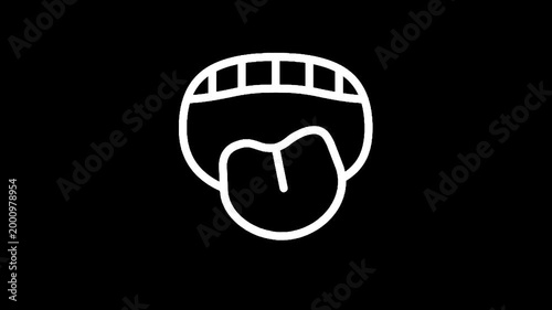 Stylized icon of an open mouth with a tongue showing a growth or lesion