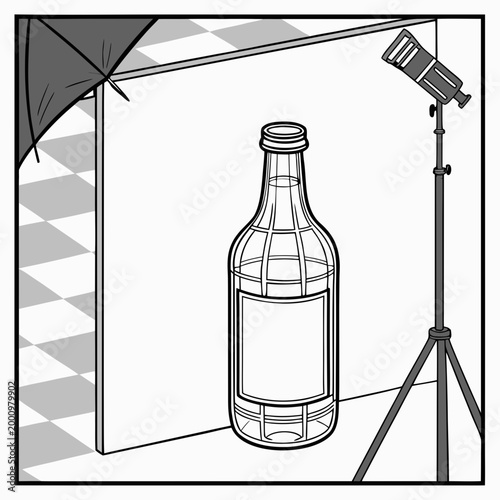 Bottle on a studio background with lighting