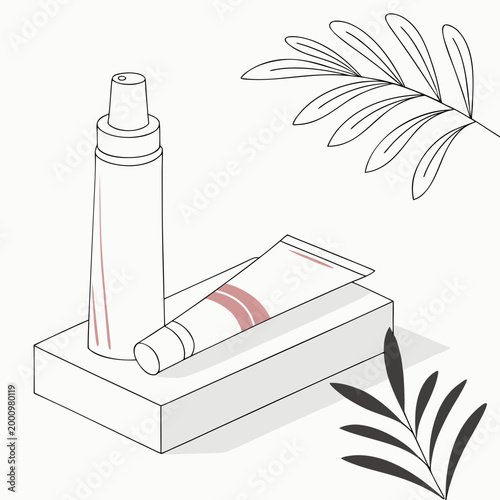 Simple skincare products on a tray