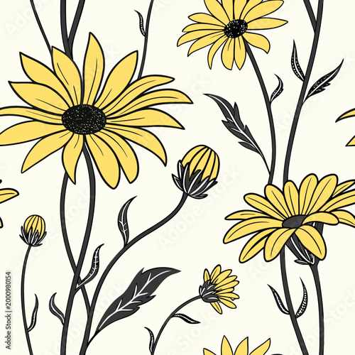 Yellow flowers illustration on white