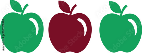 Set of Green and Red Apple Icons Minimalist Flat Vector Illustration