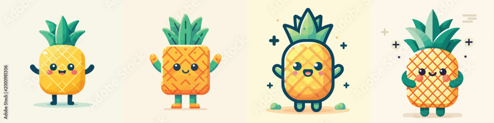Naklejka premium cute pineapple illustration vector
