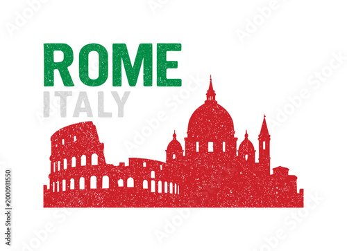 eroded design depicts silhouette building of rome city - italy
