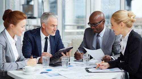Business People Meeting in Modern Office with Copy Space