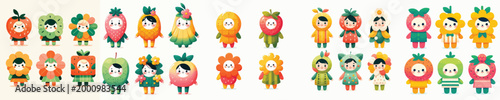 cute fruit illustration character vector