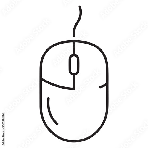 minimalist computer mouse line art vector icon flat design illustration