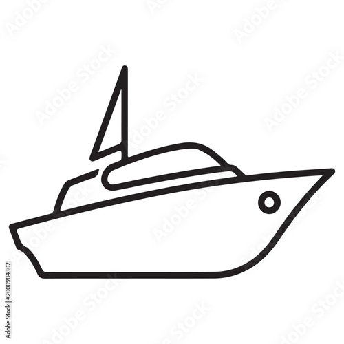 Minimalist yacht line art vector illustration, flat design