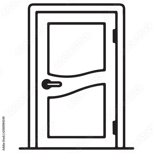 minimalist line art door vector illustration, flat design