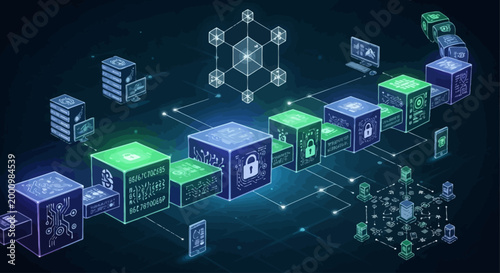 Blockchain technology concept, secure digital network and data