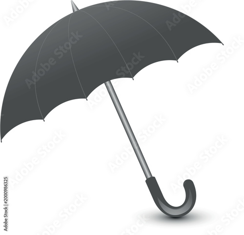 Black and White Simple flat umbrella icon, Nice umbrella isolated on white background.