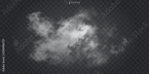 Fog or smoke isolated transparent special effect. White vector cloudiness, mist or smog background. Vector illustration