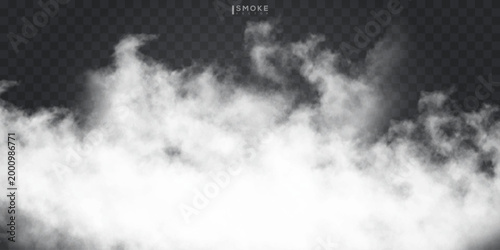Fog or smoke isolated transparent special effect. White vector cloudiness, mist or smog background. Vector illustration