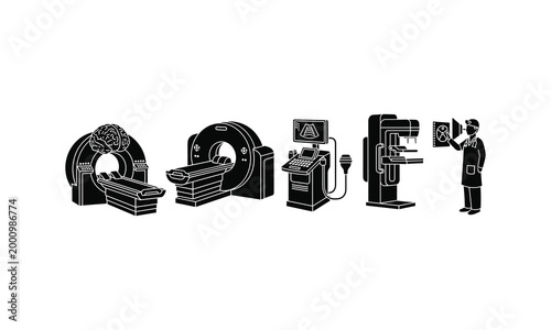 Medical imaging equipment illustration set