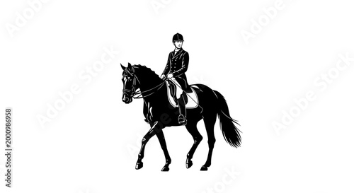 Equestrian elegance: Silhouette of rider and horse in a graceful display of partnership and skill. a tribute to the beauty of equestrianism.