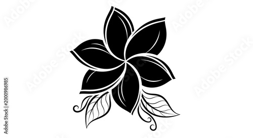 Elegant Floral Silhouette: A sophisticated black and white floral silhouette, depicting the delicate beauty of nature's artistry. Clean lines and intricate details reveal a timeless design.