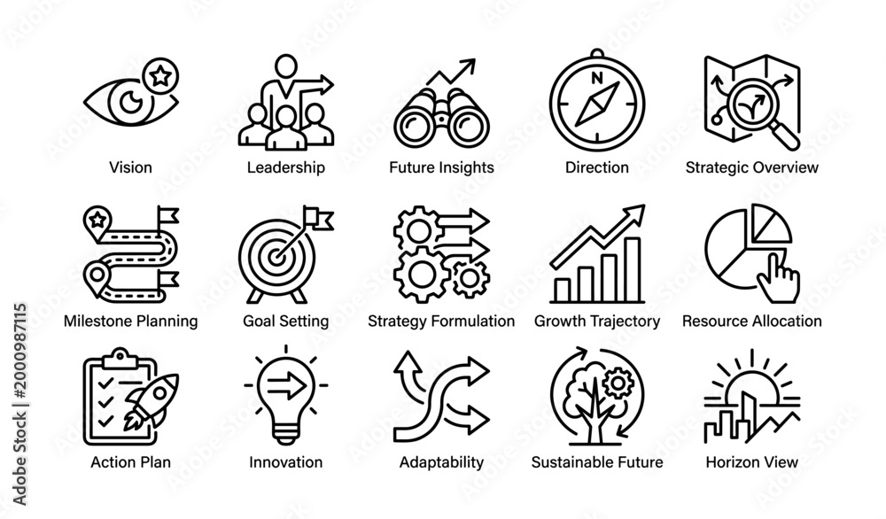 Fototapeta premium Business strategy icons showing planning concepts on white background