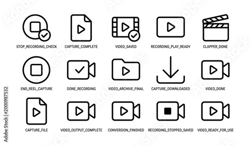 Video icons showing recording and playback states in grid layout