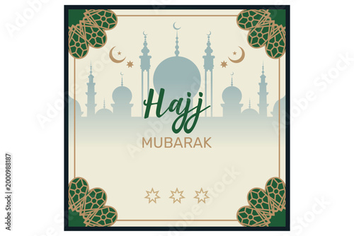 Hajj Mubarak Islamic Greeting Card Illustration