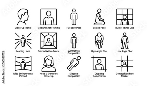 Portrait and composition guideline icons arranged in grid