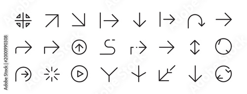 Collection of diverse arrow icons for navigation, direction, and user interface elements