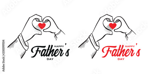 Father's day silhouette hands forming a heart shape with loving message
