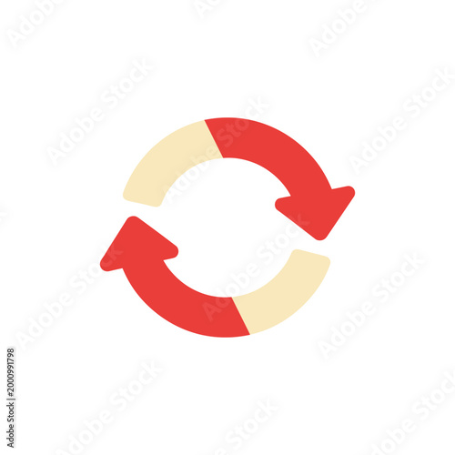 Foto Red and beige circular arrows symbolizing recycling sustainability and eco frien