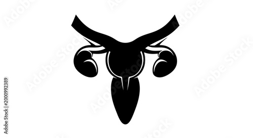 Black silhouette icon of female reproductive system anatomy.