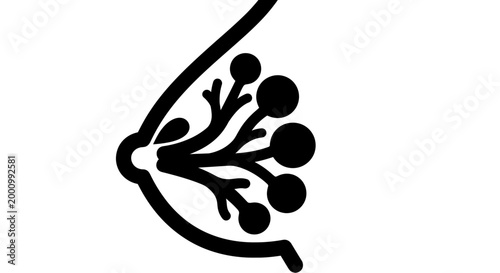 Black silhouette icon of human breast anatomy featuring internal glandular structure.