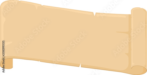 parchment scroll lie rolled and spread on a white background. Vector illustration