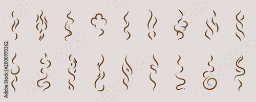 Smoke steam icon vector design element logo template. Heat, hot, cooking symbol vector.