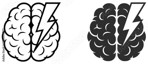 Brainstorming icon set design, black brainstorm symbol, teamwork and success