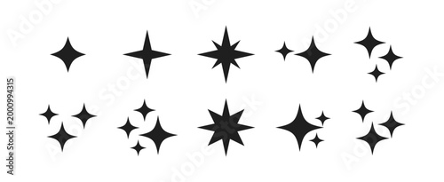 Sparkle Stars Icon Set Shiny Magic, Shining Twinkle Symbols : representing magic, cleanliness, brilliance, beauty, luxury, celebration, and new ideas.