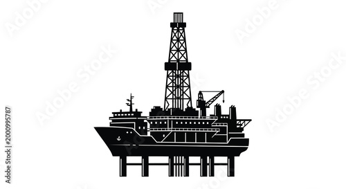 oil rig silhouette on white background high quality professional detailed modern elegant stylish clean crisp vibrant colorful digital creative innovative