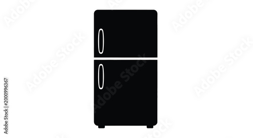 refrigerator silhouette with white handles on black shape high quality professional detailed modern elegant stylish clean crisp vibrant colorful digital