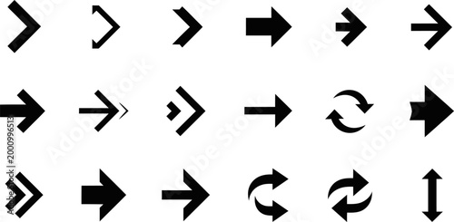 Collection of black arrow icons directional symbols and navigation elements