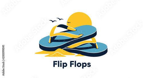 Flip flops, summer footwear, beach sandals, casual shoes, vector icons