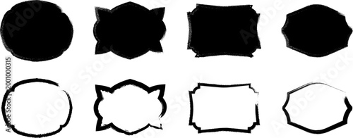 Collection of black geometric frames and decorative elements