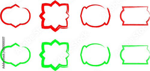 Collection of colorful frame shapes red and green outlines