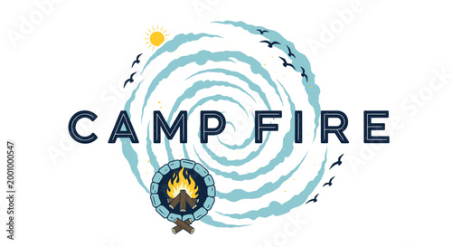 Campfire, outdoor recreation, vector icon, camping symbol, adventure logo