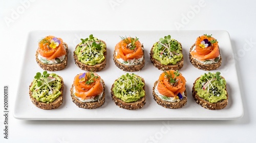 Healthy Luxury Canape Set Avocado Salmon Gourmet Appetizers