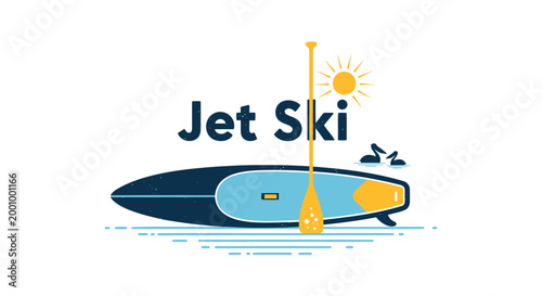 Jet ski, water sports, paddleboard, nautical icons, summer fun